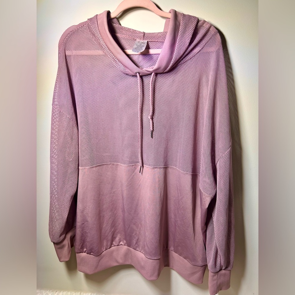 Cali Sport Mesh  Athletic Workout Sweatshirt Hoodie in Dusty Rose Size 3X